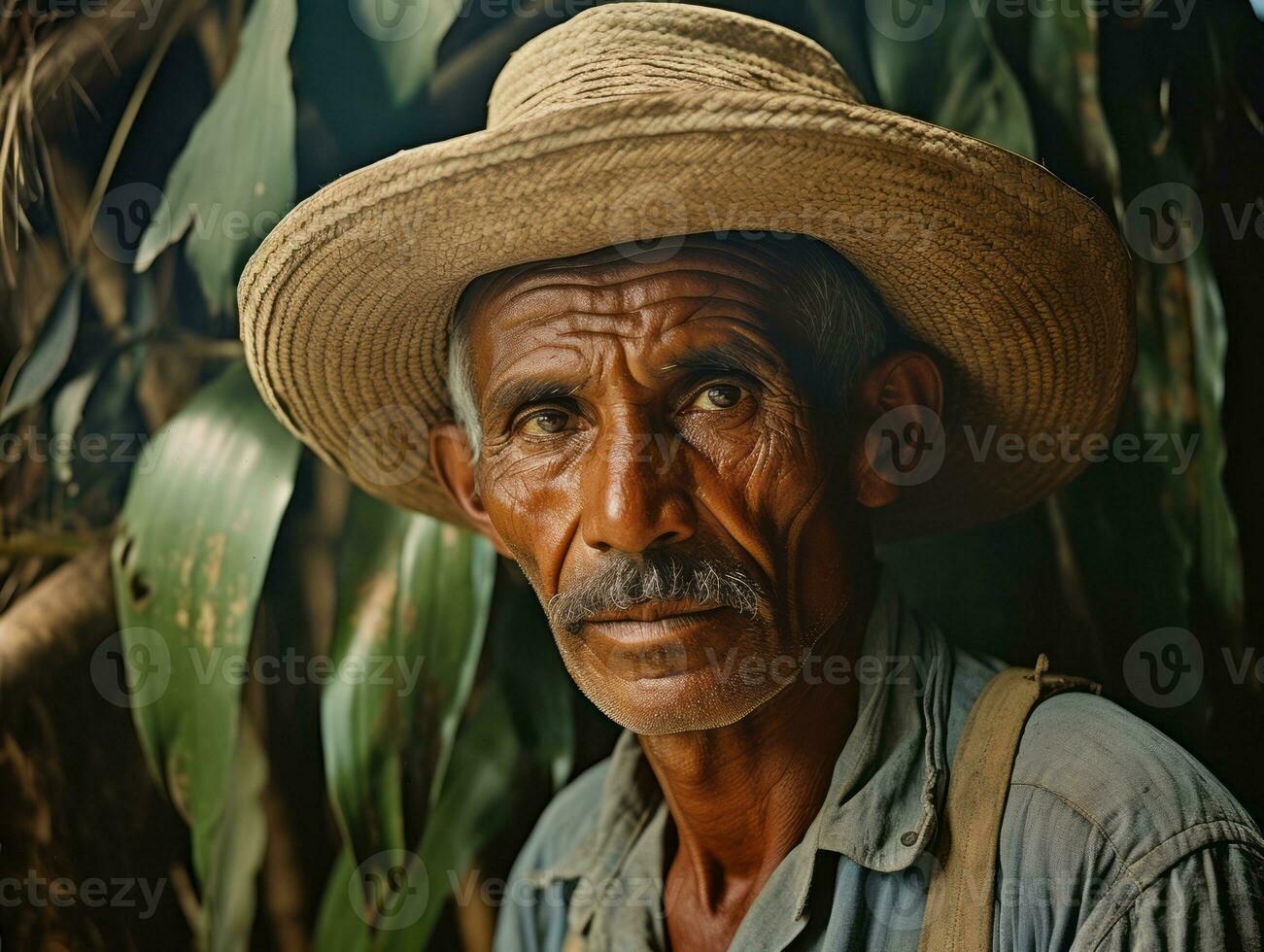 Brazilian man from the early 1900s colored old photo AI Generative