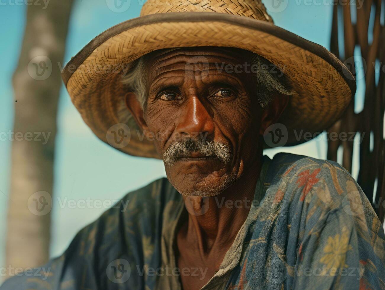Brazilian man from the early 1900s colored old photo AI Generative