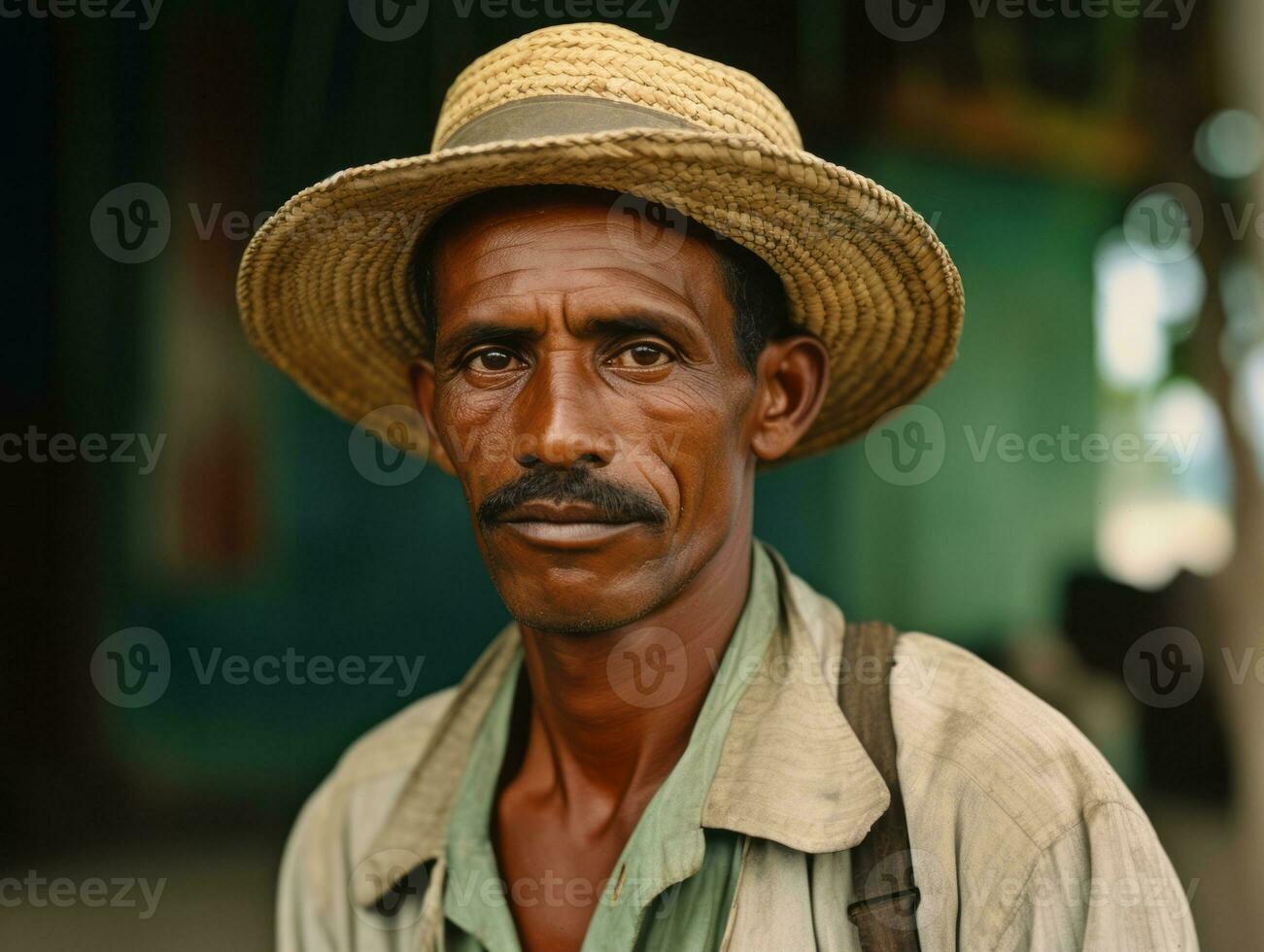 Brazilian man from the early 1900s colored old photo AI Generative