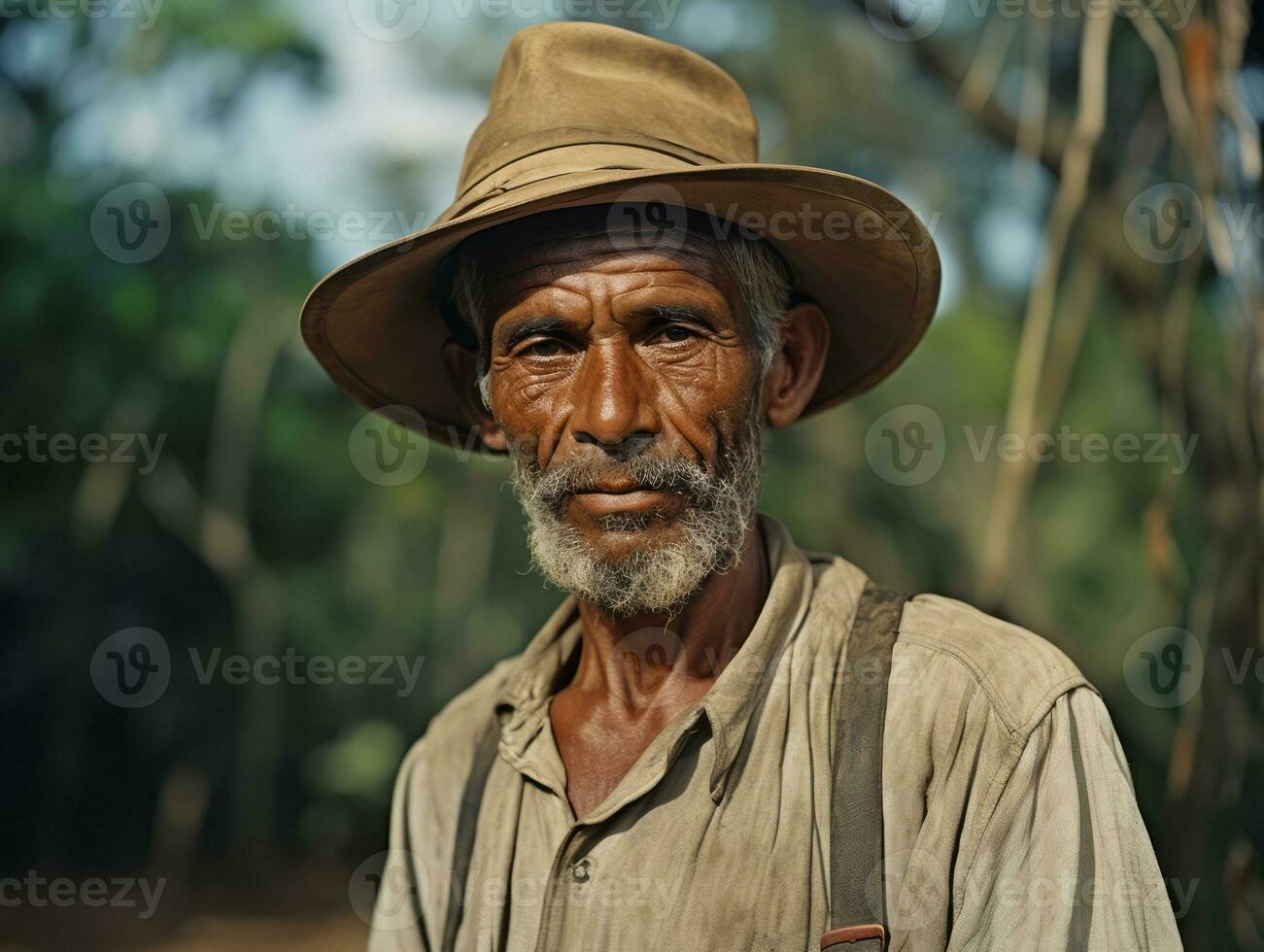 Brazilian man from the early 1900s colored old photo AI Generative