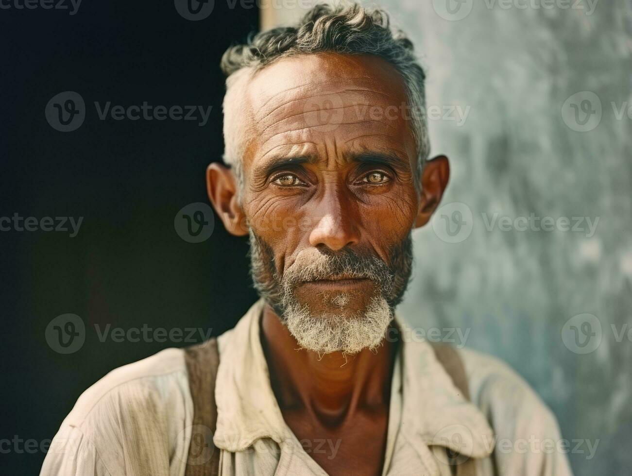 Brazilian man from the early 1900s colored old photo AI Generative