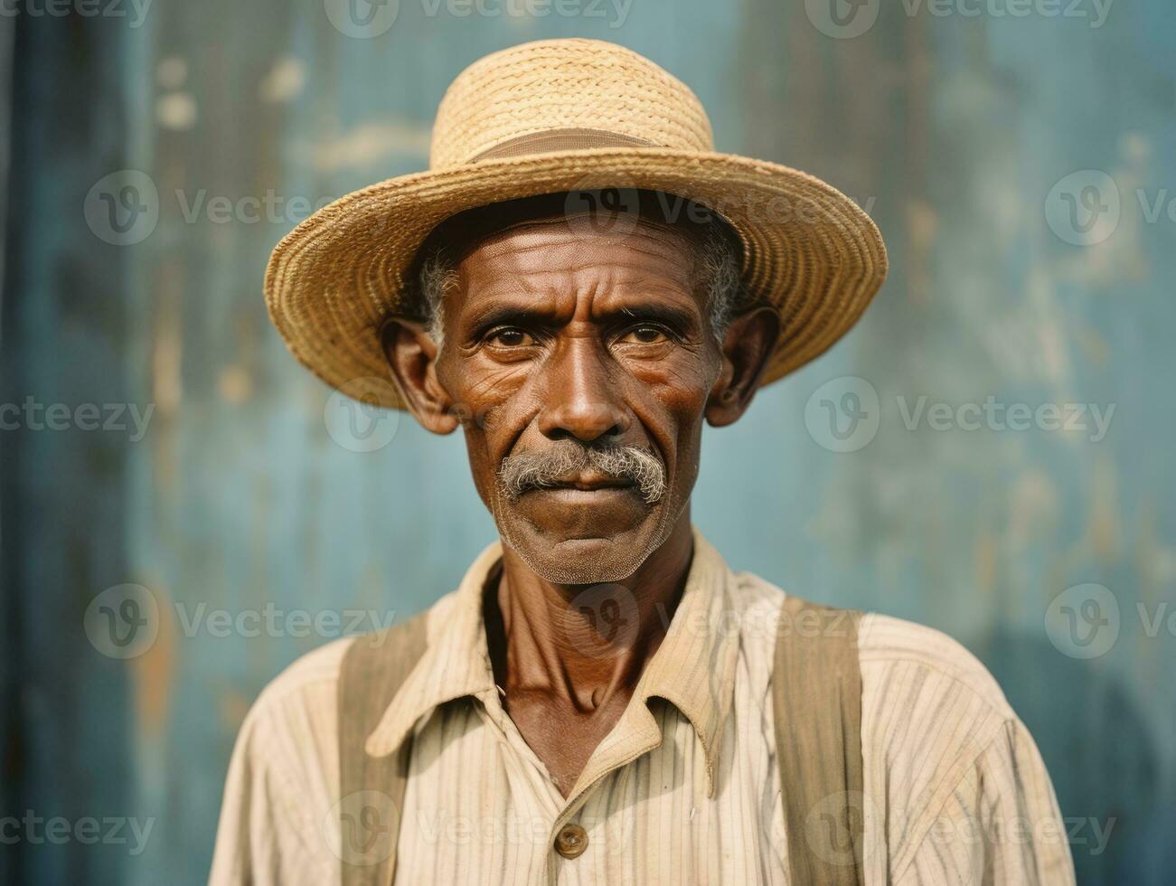Brazilian man from the early 1900s colored old photo AI Generative