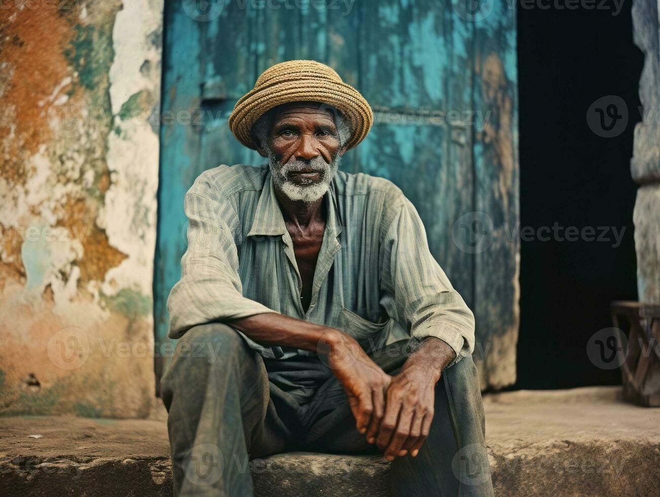 Brazilian man from the early 1900s colored old photo AI Generative