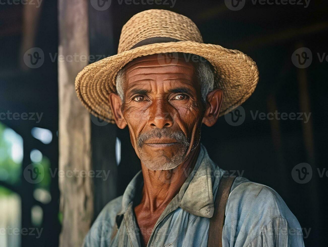 Brazilian man from the early 1900s colored old photo AI Generative