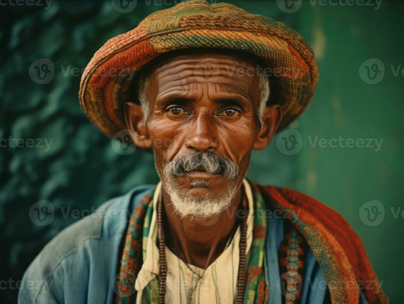 Brazilian man from the early 1900s colored old photo AI Generative