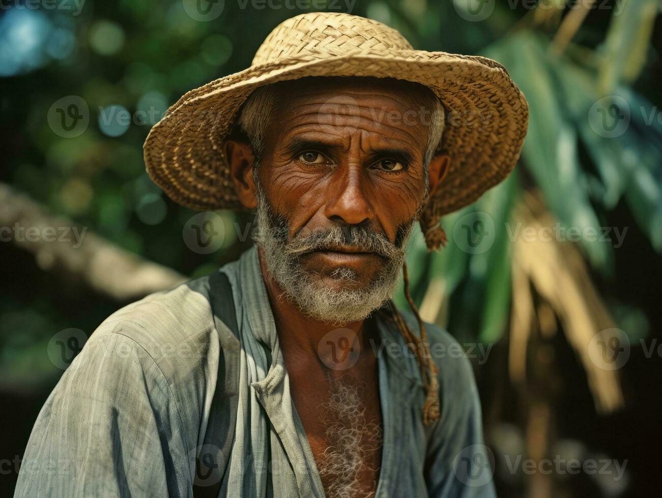 Brazilian man from the early 1900s colored old photo AI Generative