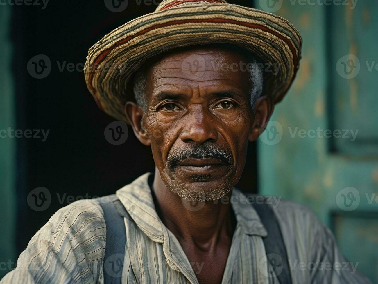 Brazilian man from the early 1900s colored old photo AI Generative