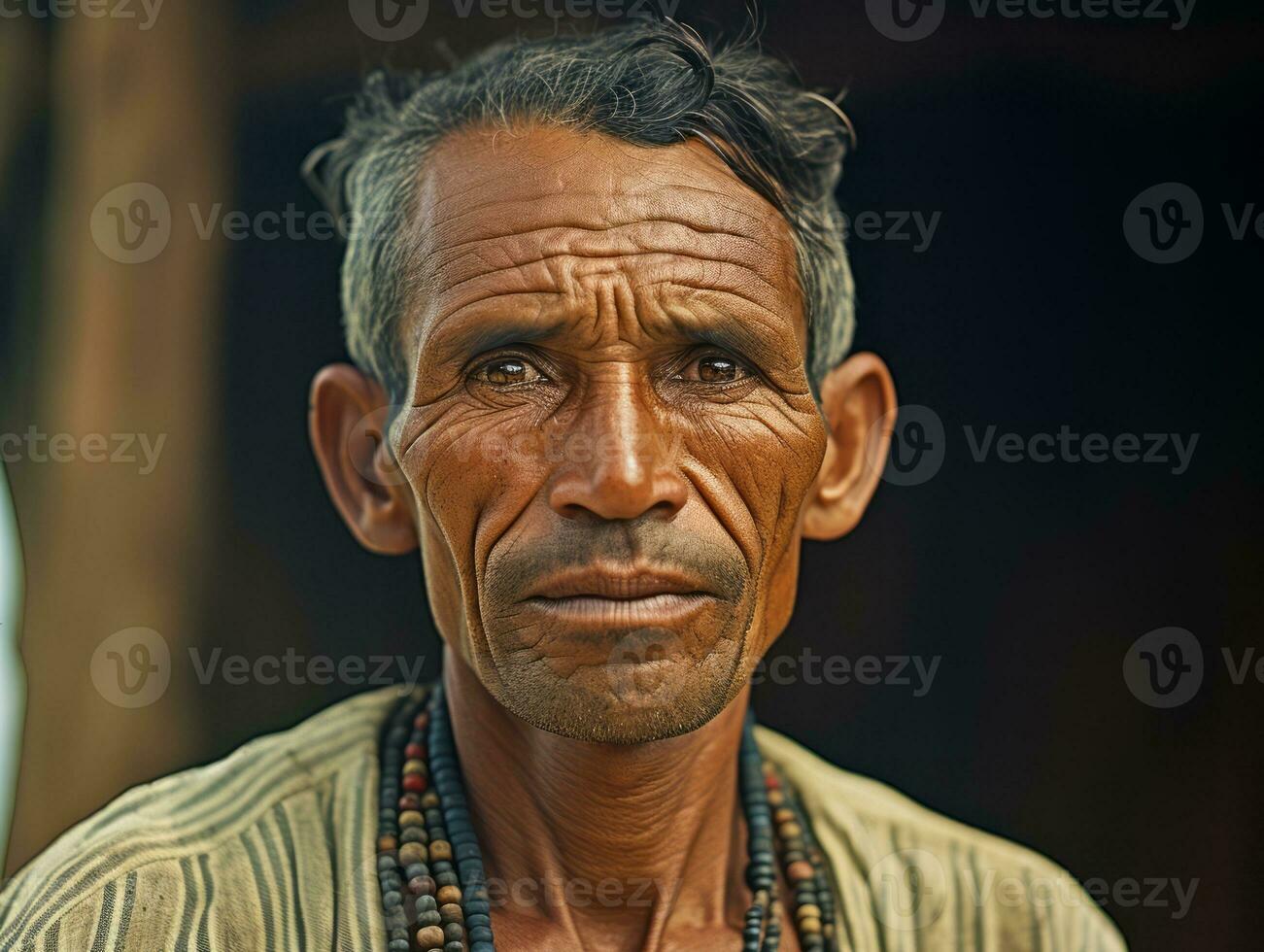 Brazilian man from the early 1900s colored old photo AI Generative