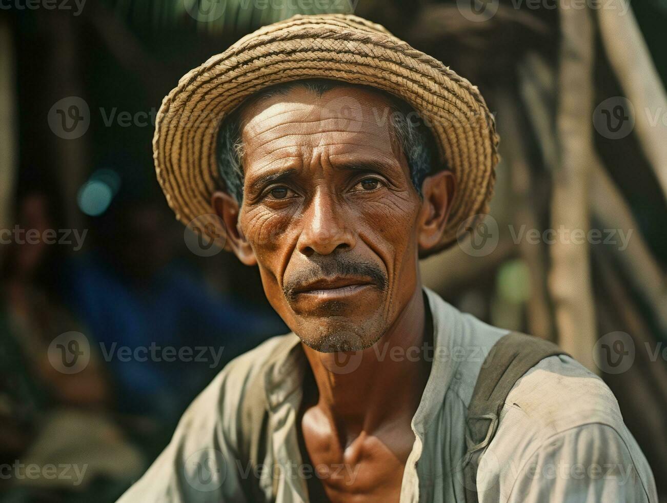 Brazilian man from the early 1900s colored old photo AI Generative