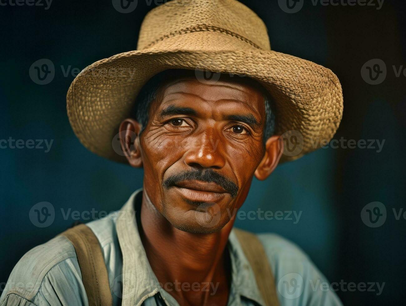 Brazilian man from the early 1900s colored old photo AI Generative