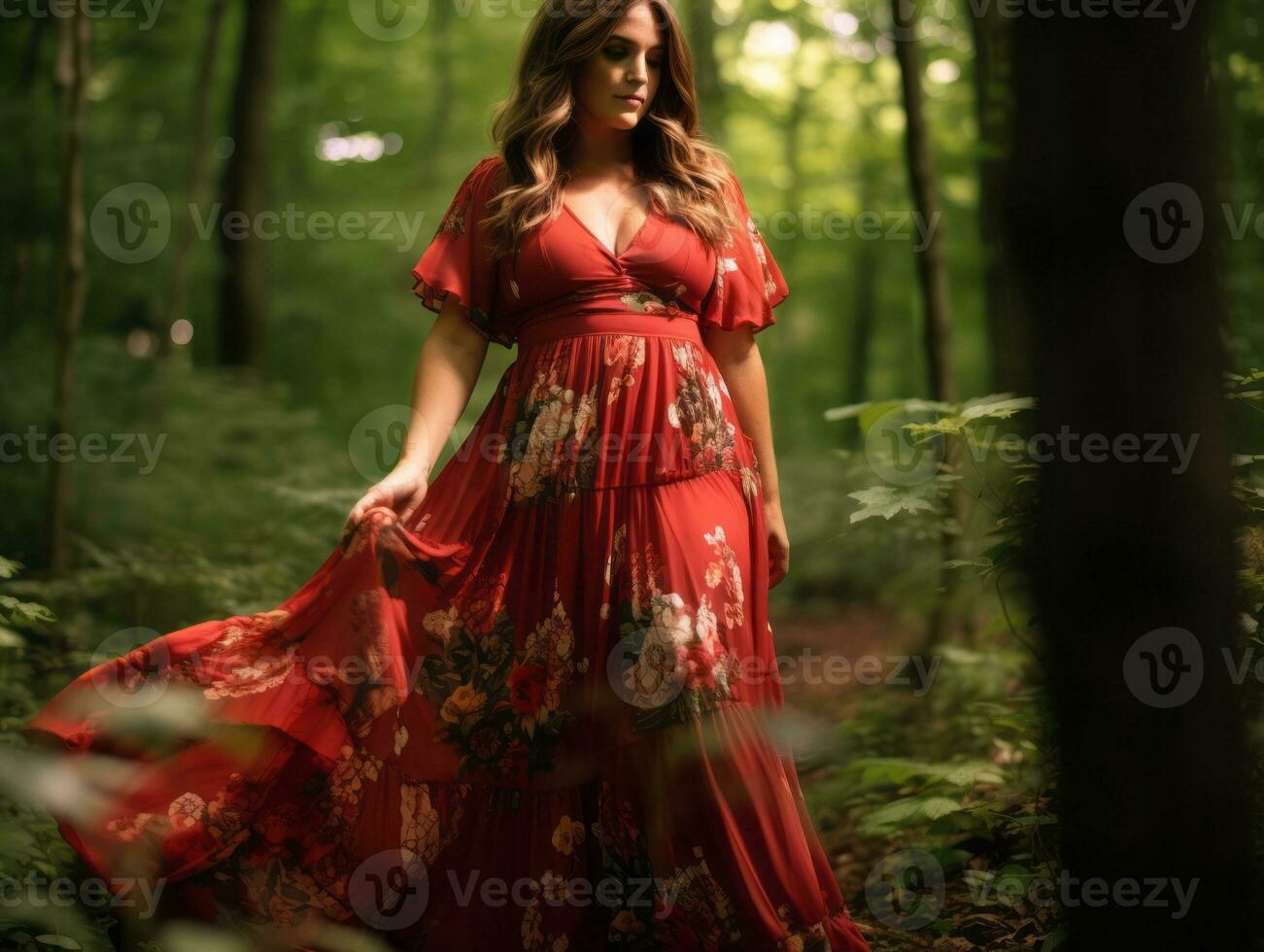 Confident plus size woman rocking her journey AI Generative photo