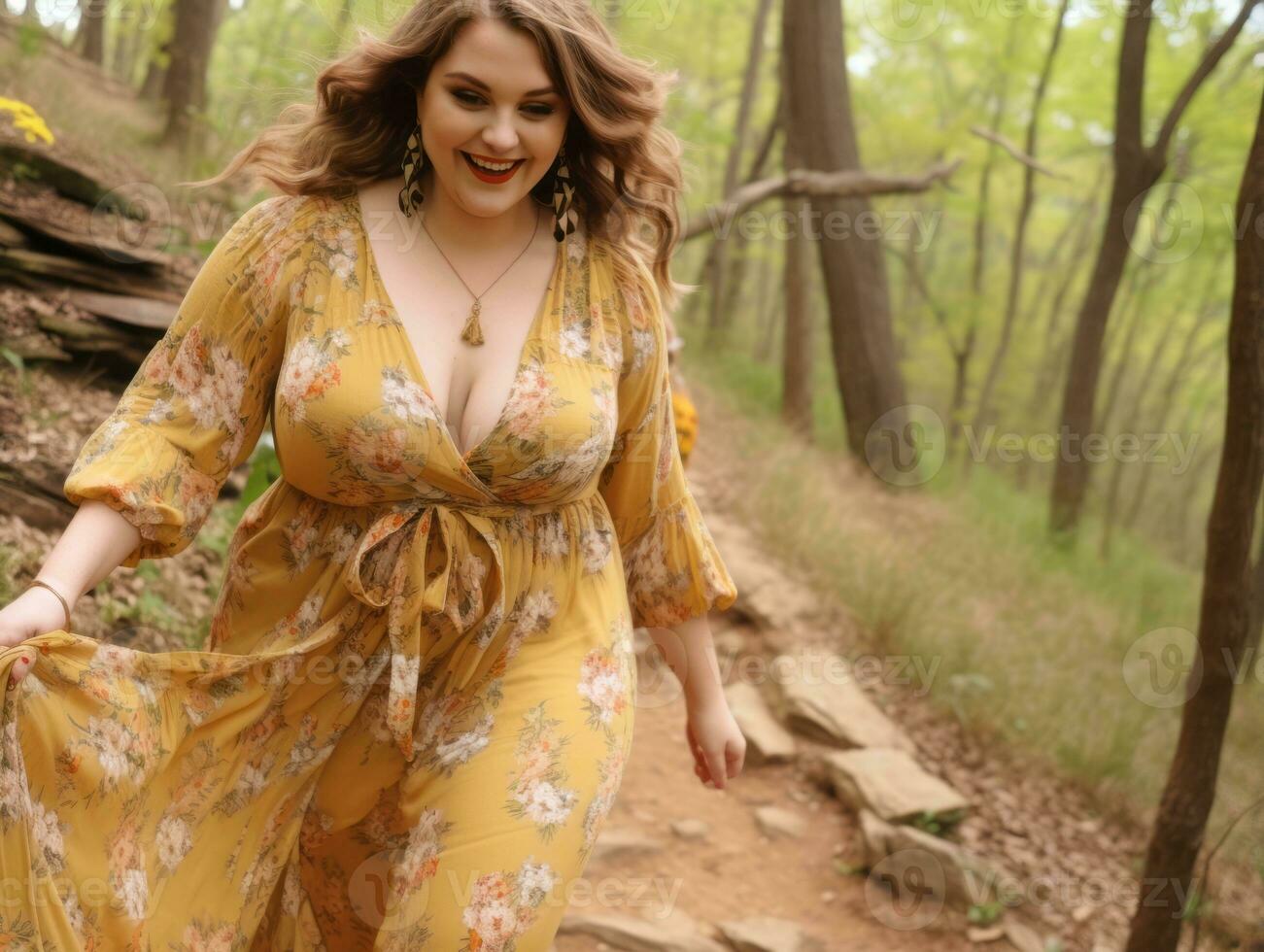 Confident plus size woman rocking her journey AI Generative photo