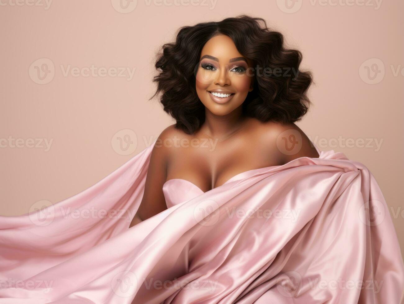 Confident plus size woman rocking her journey AI Generative photo