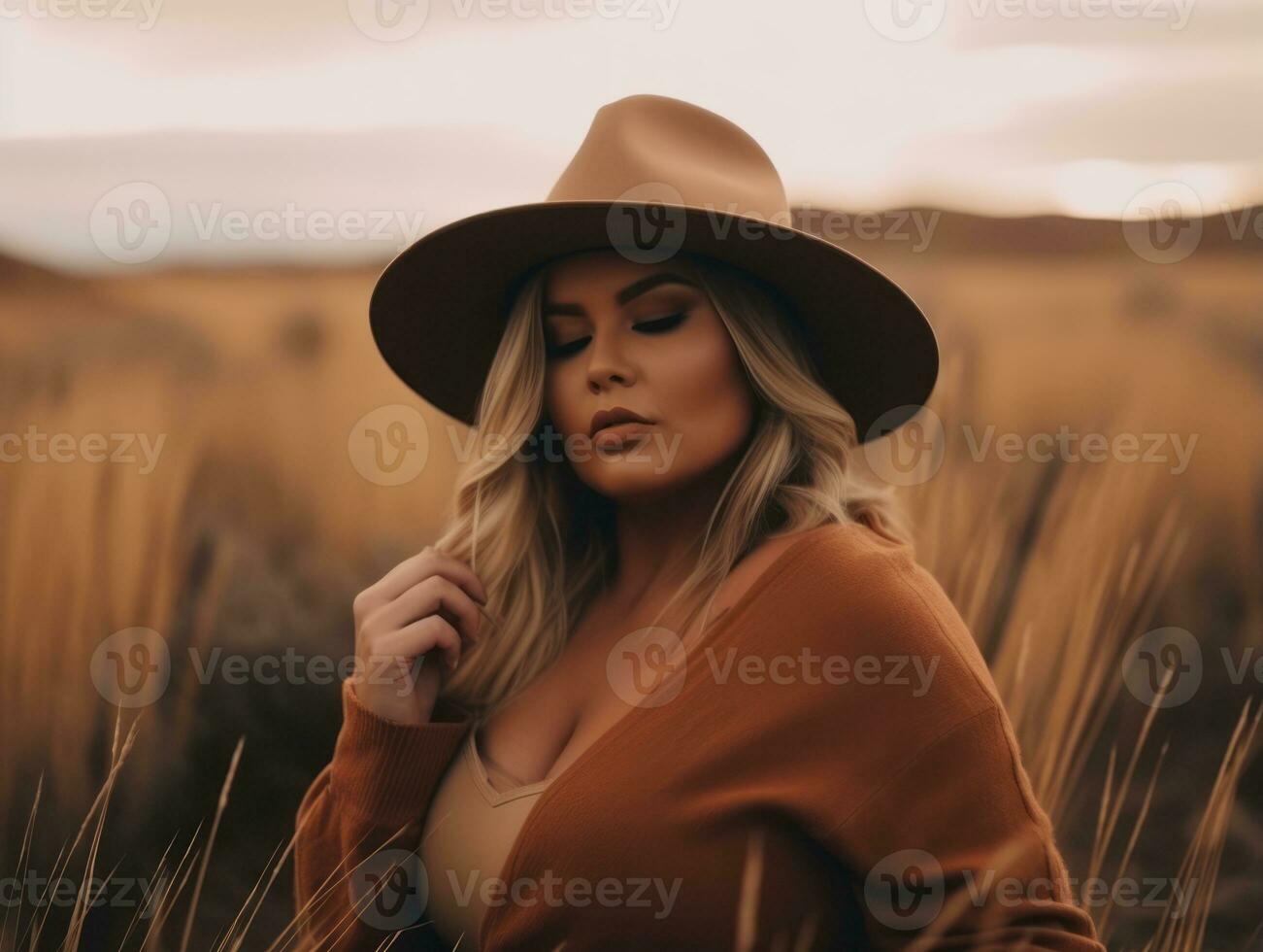 Confident plus size woman rocking her journey AI Generative photo