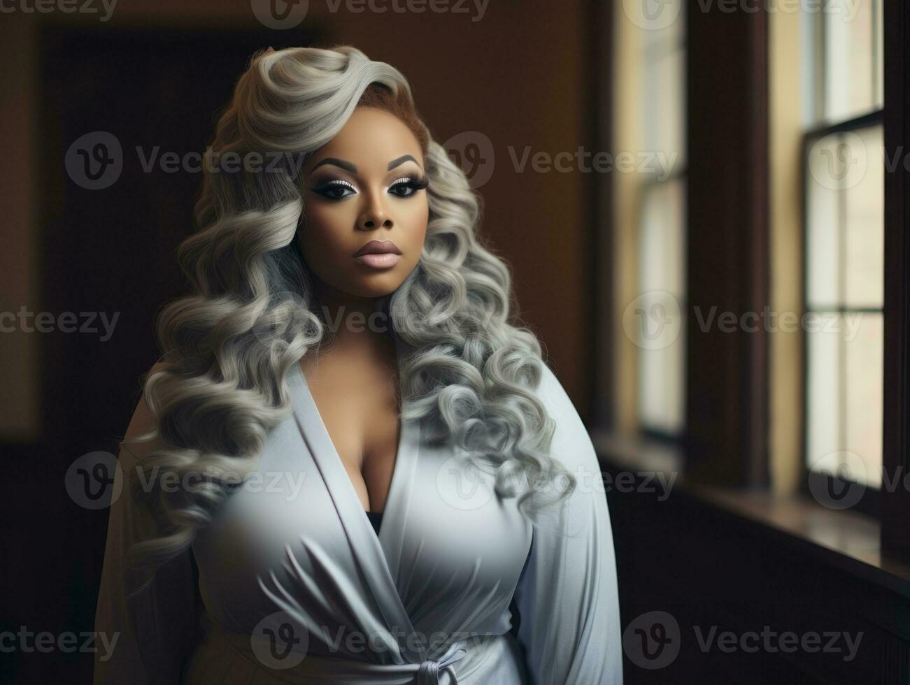 Confident plus size woman rocking her journey AI Generative photo