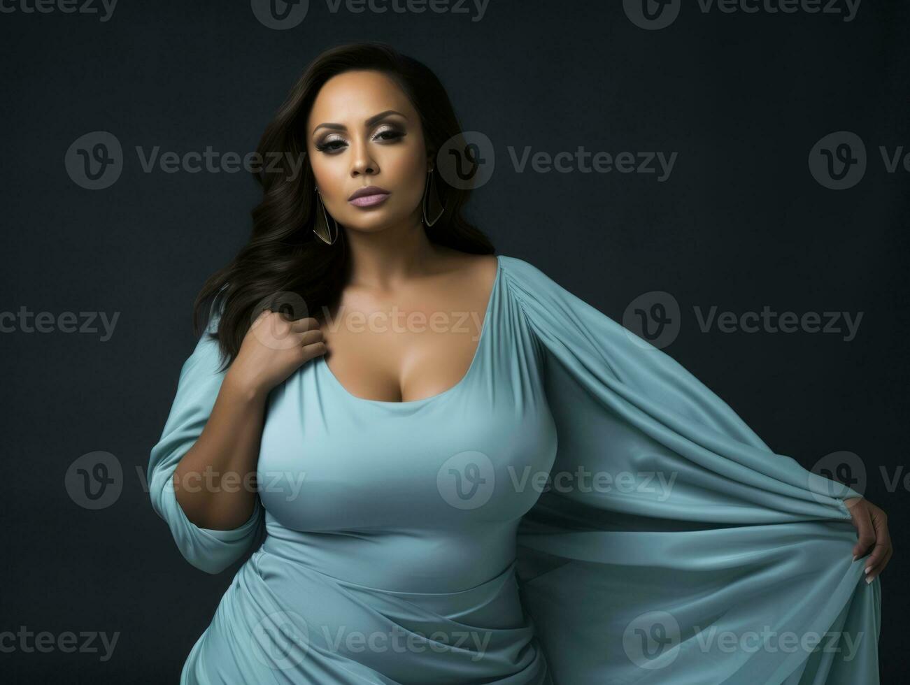 Confident plus size woman rocking her journey AI Generative photo