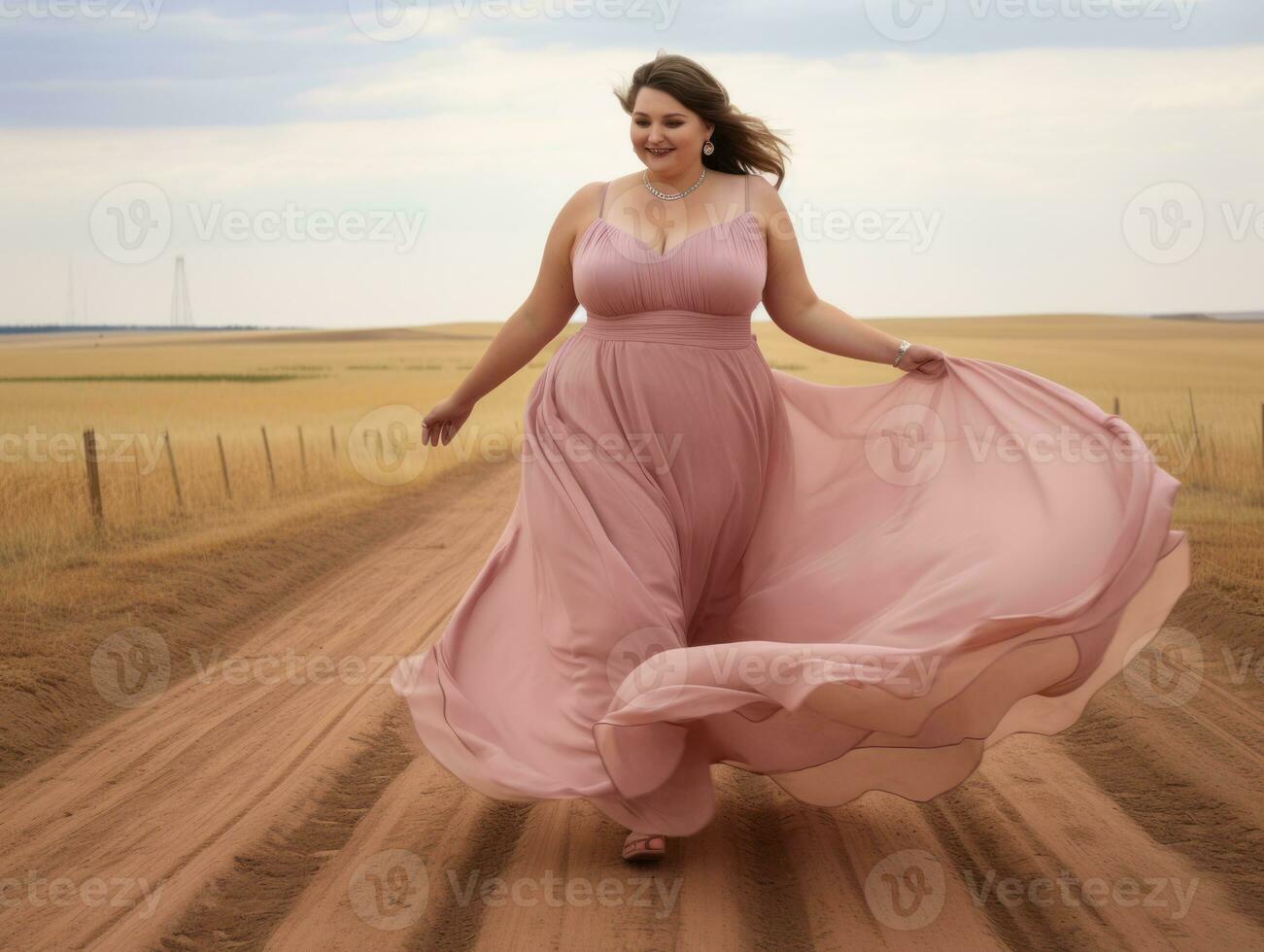 Confident plus size woman rocking her journey AI Generative photo