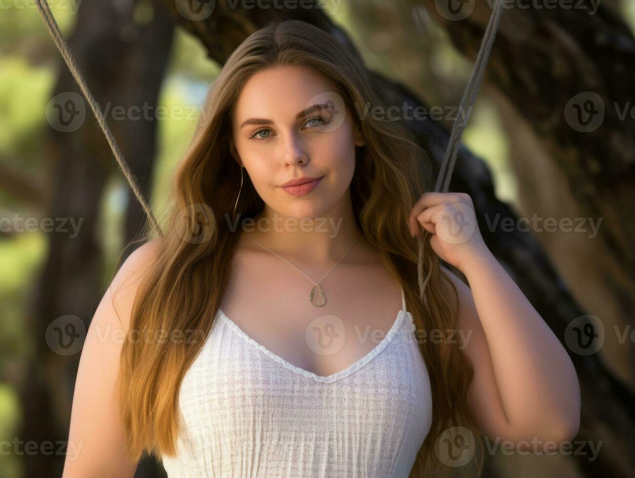 Confident plus size woman rocking her journey AI Generative photo