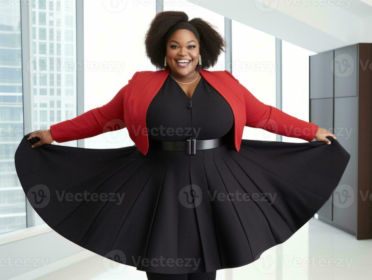 Confident plus size woman rocking her journey AI Generative photo