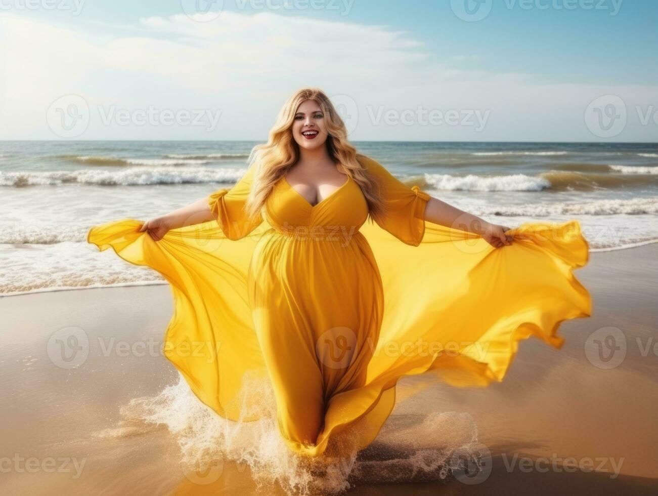 Confident plus size woman rocking her journey AI Generative photo