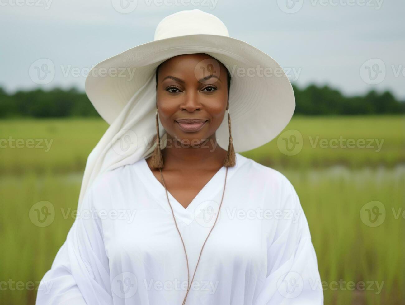 Confident plus size woman rocking her journey AI Generative photo