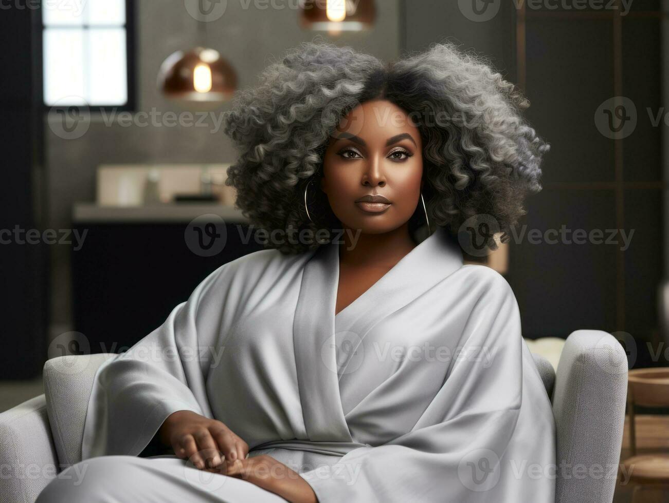 Confident plus size woman rocking her journey AI Generative photo