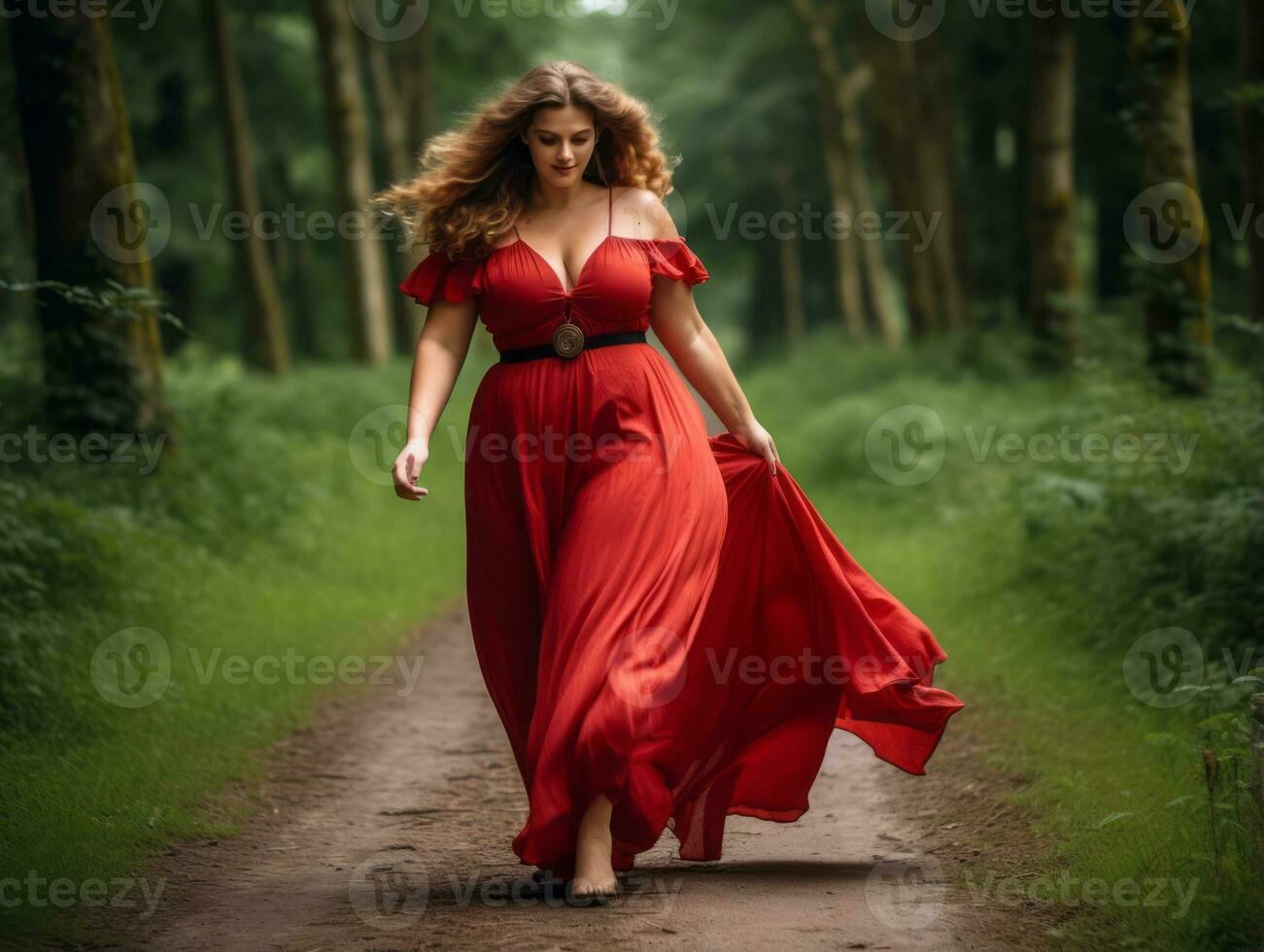 Confident plus size woman rocking her journey AI Generative photo