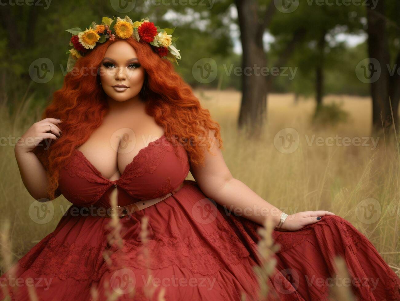 Confident plus size woman rocking her journey AI Generative photo