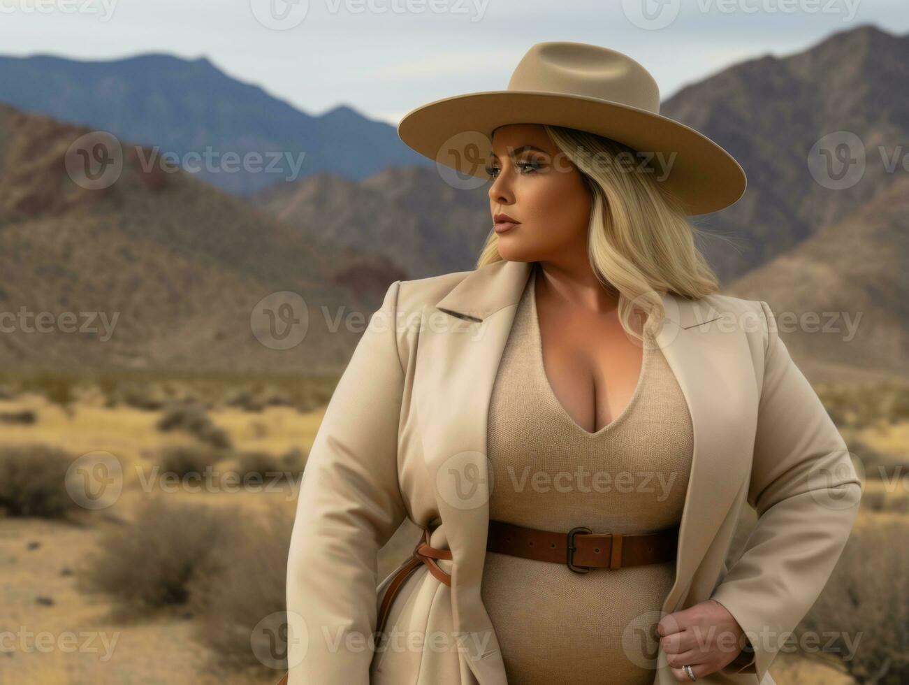 Confident plus size woman rocking her journey AI Generative photo