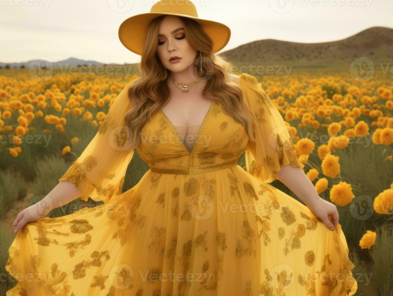 Confident plus size woman rocking her journey AI Generative photo