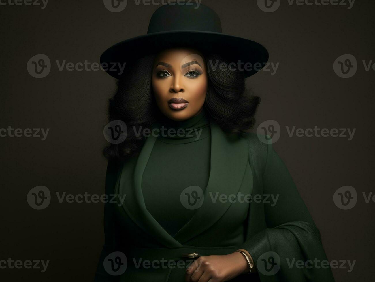 Confident plus size woman rocking her journey AI Generative photo