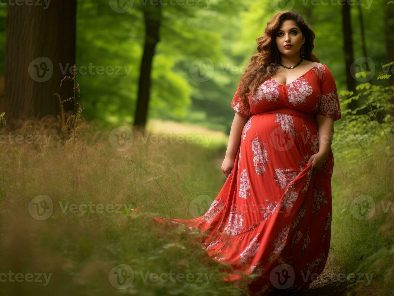 Confident plus size woman rocking her journey AI Generative photo