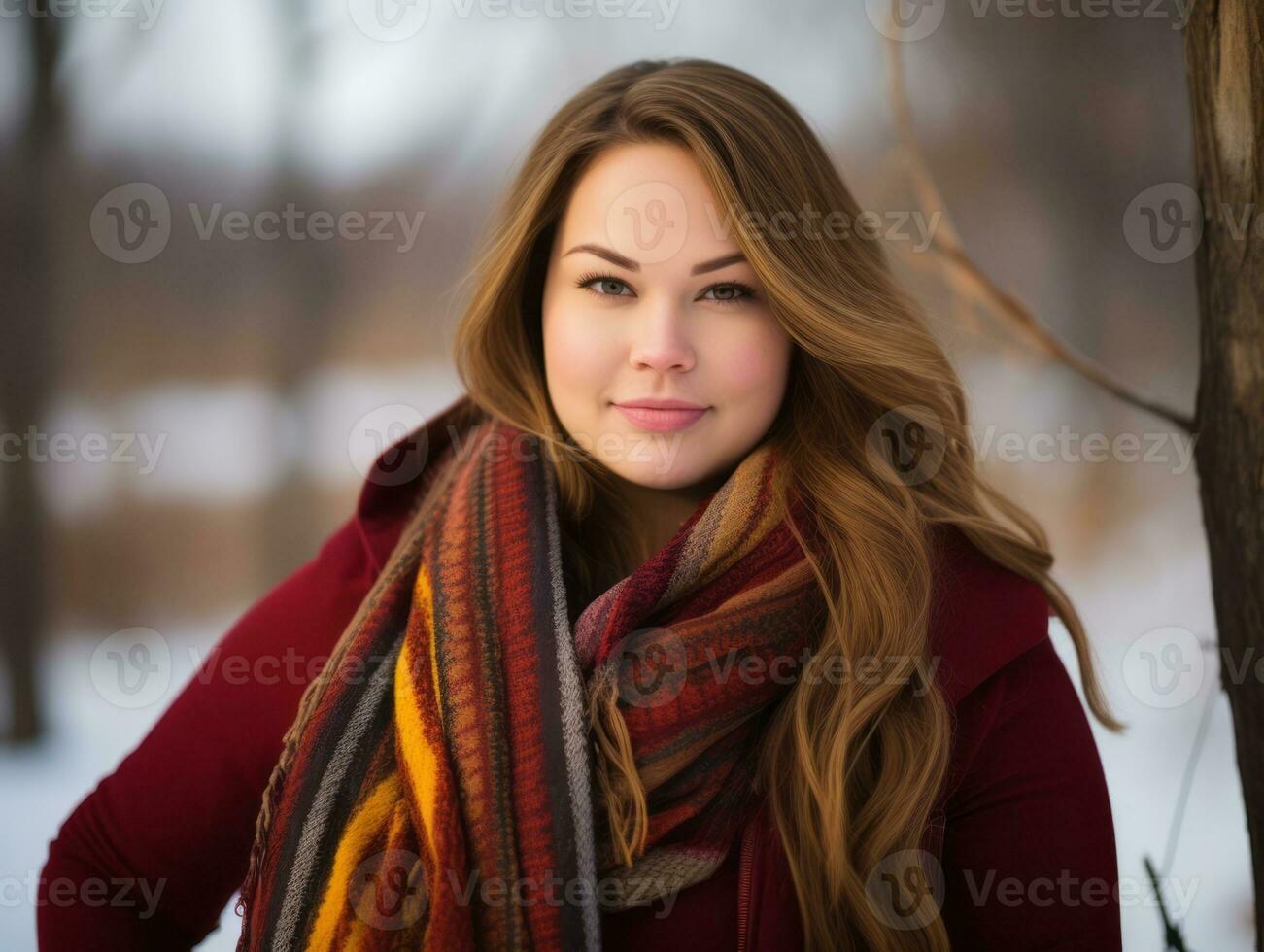 Confident plus size woman rocking her journey AI Generative photo