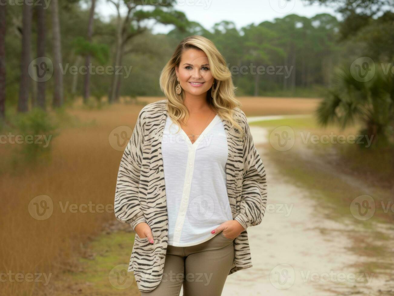 Confident plus size woman rocking her journey AI Generative photo