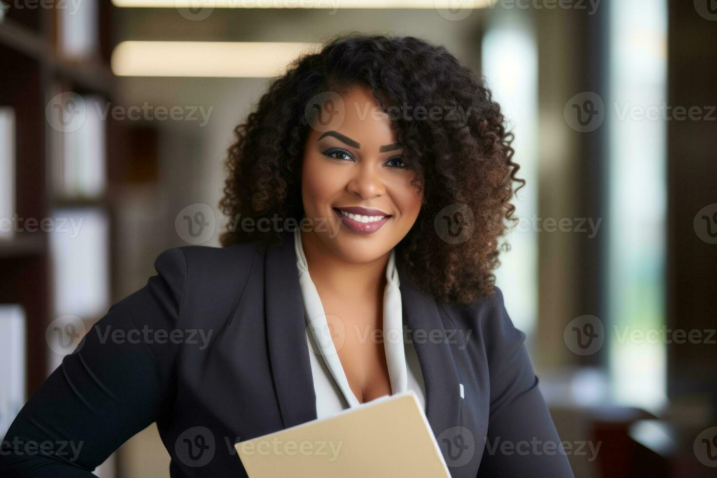 exitoso talla extra empresario a su escritorio ai generativo foto