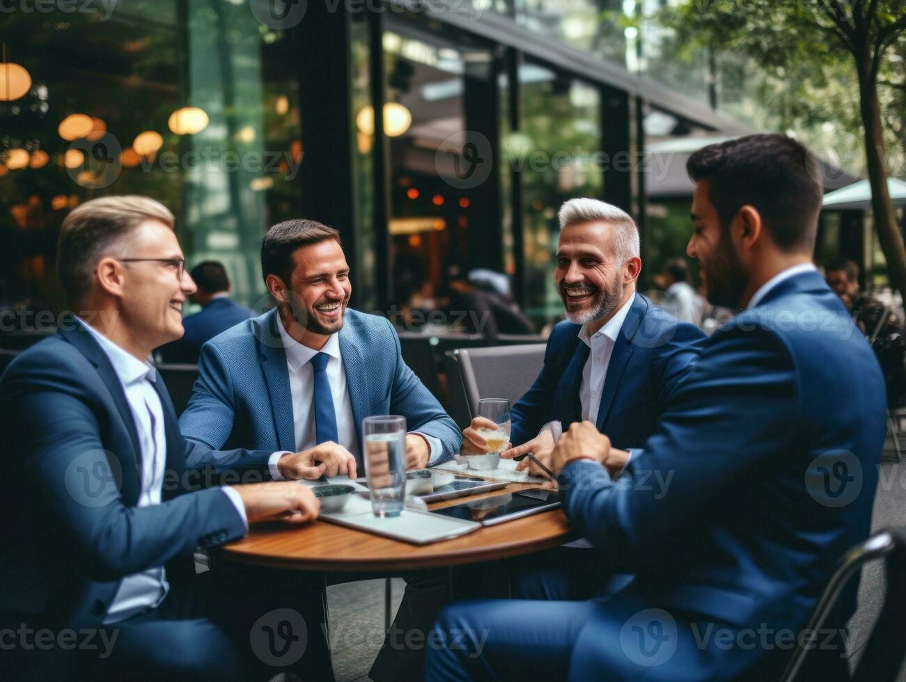 Diverse group of business professionals is engaged in a brainstorming session AI Generative photo