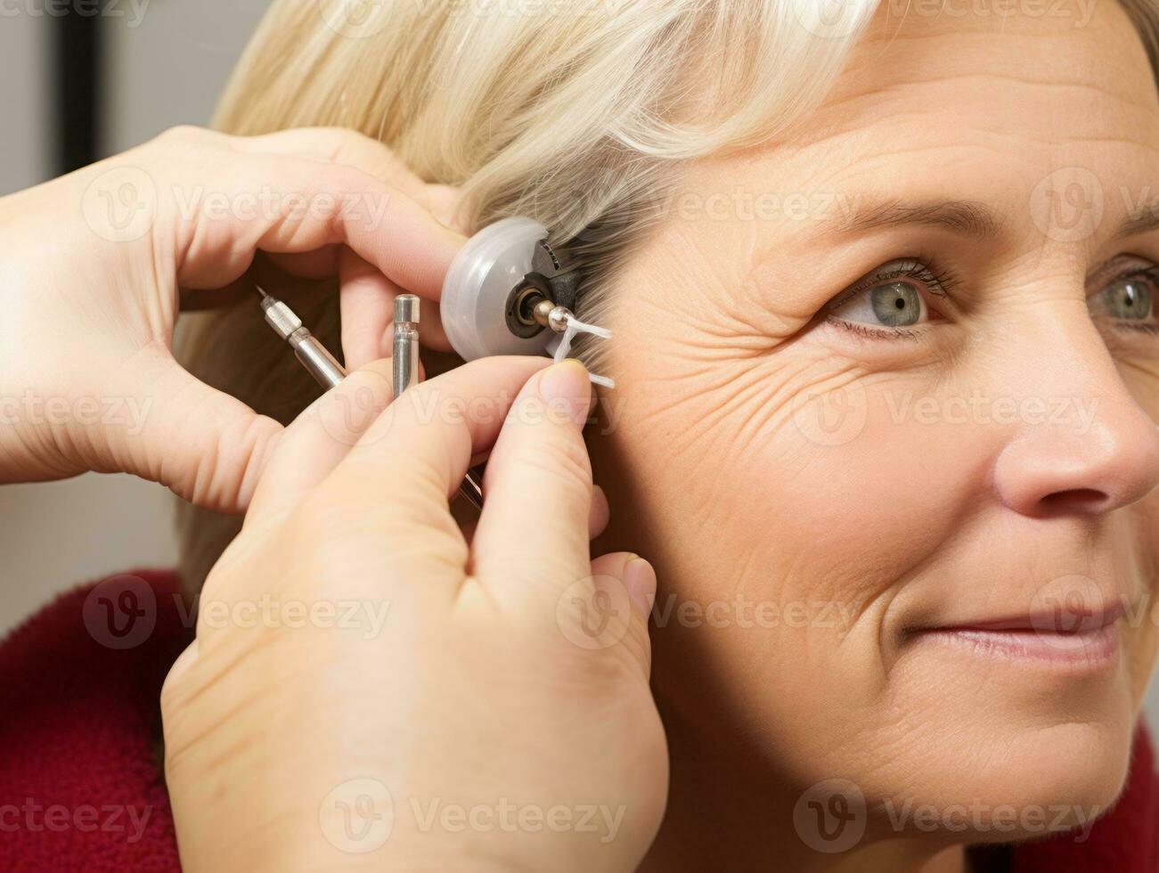 Female doctor carefully examines a patient in her office AI Generative photo