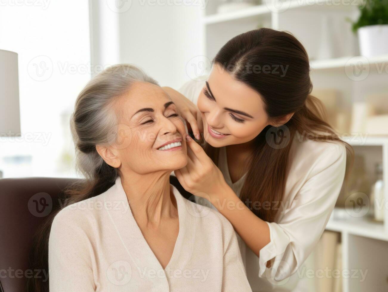 Female doctor carefully examines a patient in her office AI Generative photo