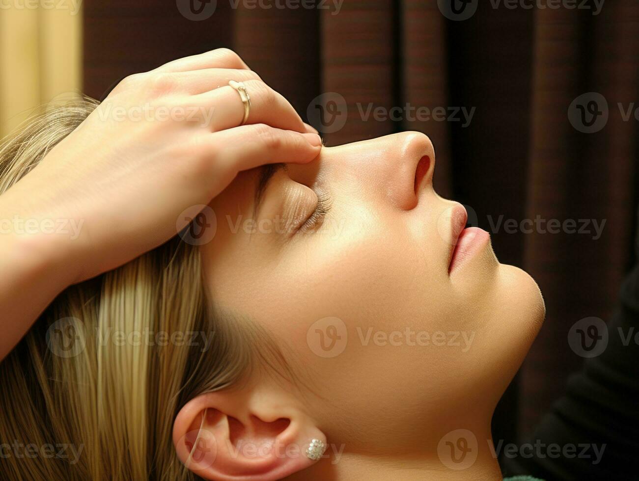 Female doctor carefully examines a patient in her office AI Generative photo