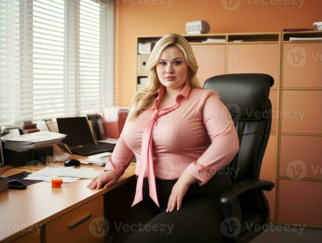 Stylish plus-size woman manager in a professional outfit AI Generative photo