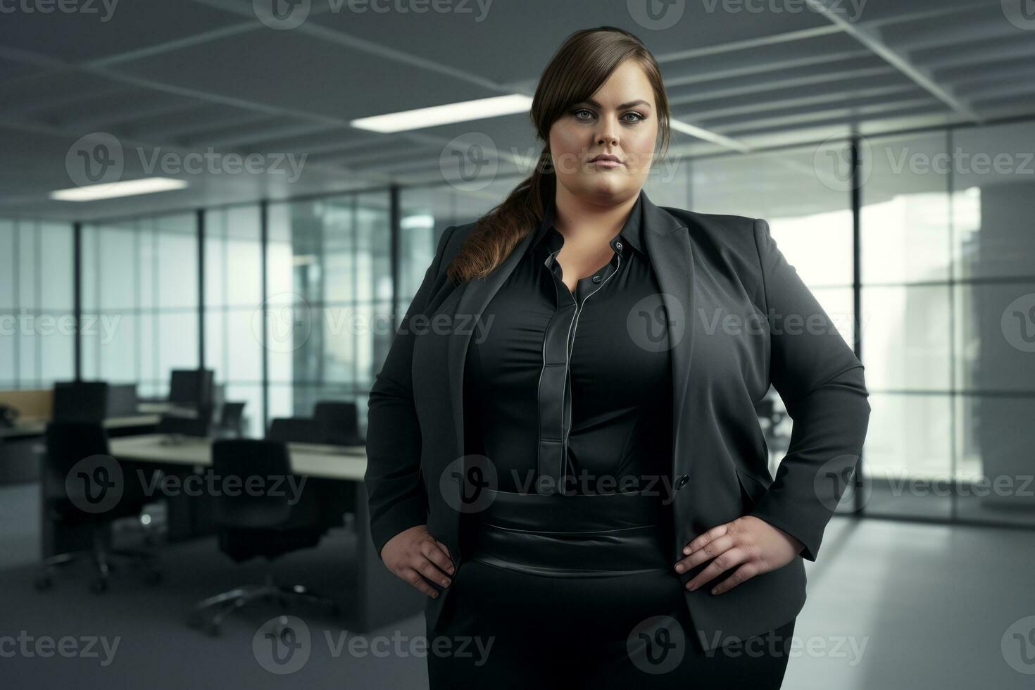 Stylish plus-size woman manager in a professional outfit AI Generative photo