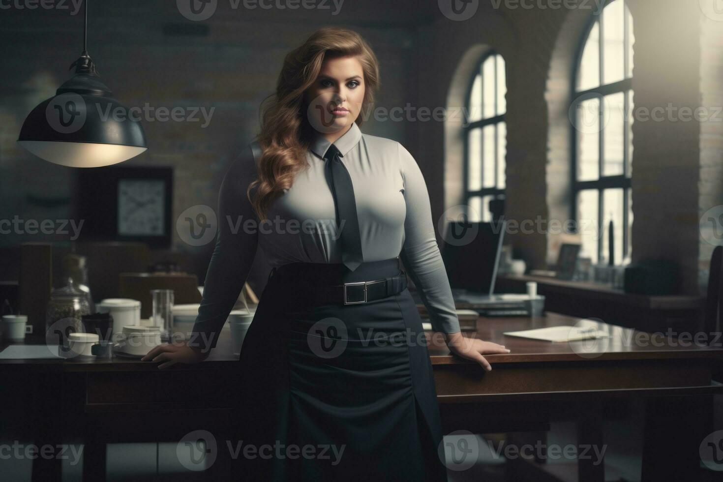 Stylish plus-size woman manager in a professional outfit AI Generative photo