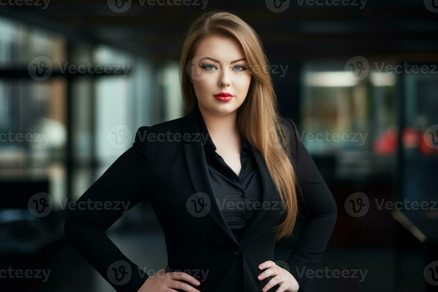 Stylish plus-size woman manager in a professional outfit AI Generative photo