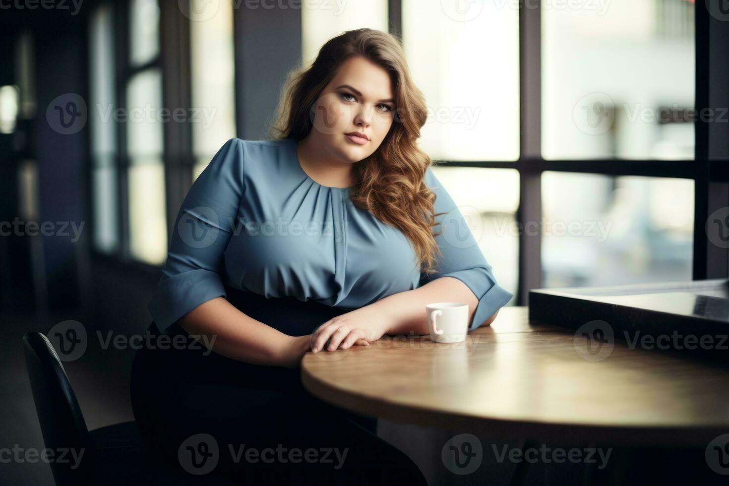 Stylish plus-size woman manager in a professional outfit AI Generative photo