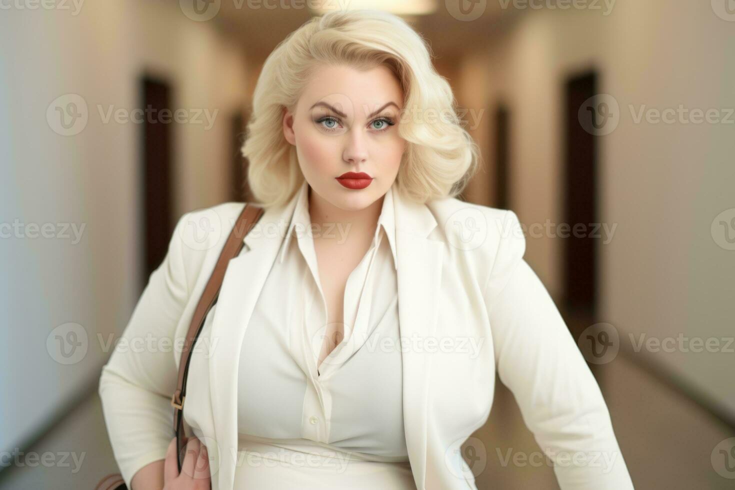 Stylish plus-size woman manager in a professional outfit AI Generative photo