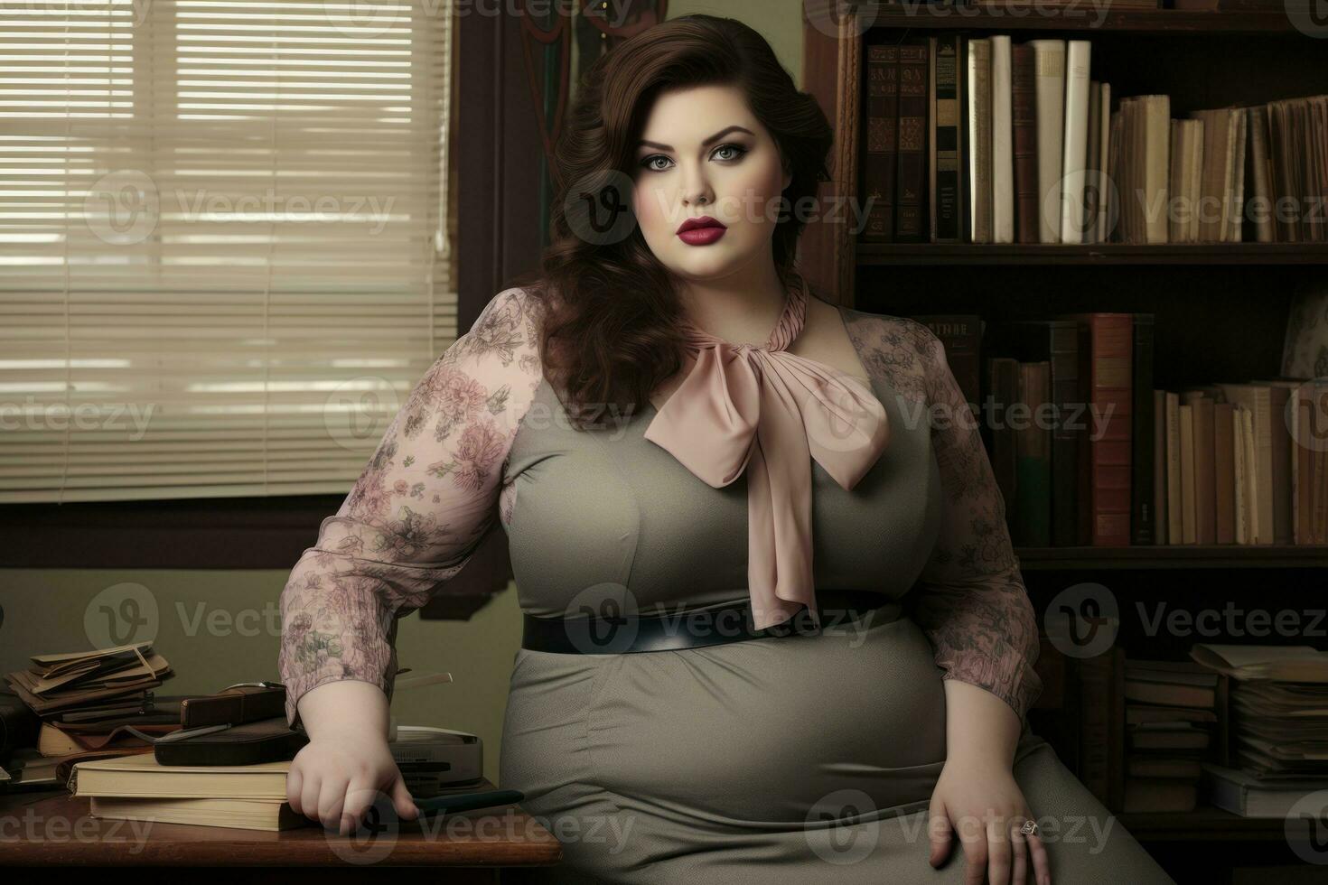 Stylish plus-size woman manager in a professional outfit AI Generative photo