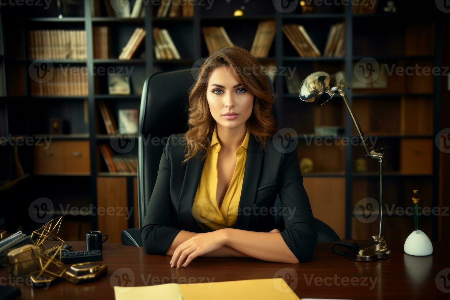 Stylish plus-size woman manager in a professional outfit AI Generative photo