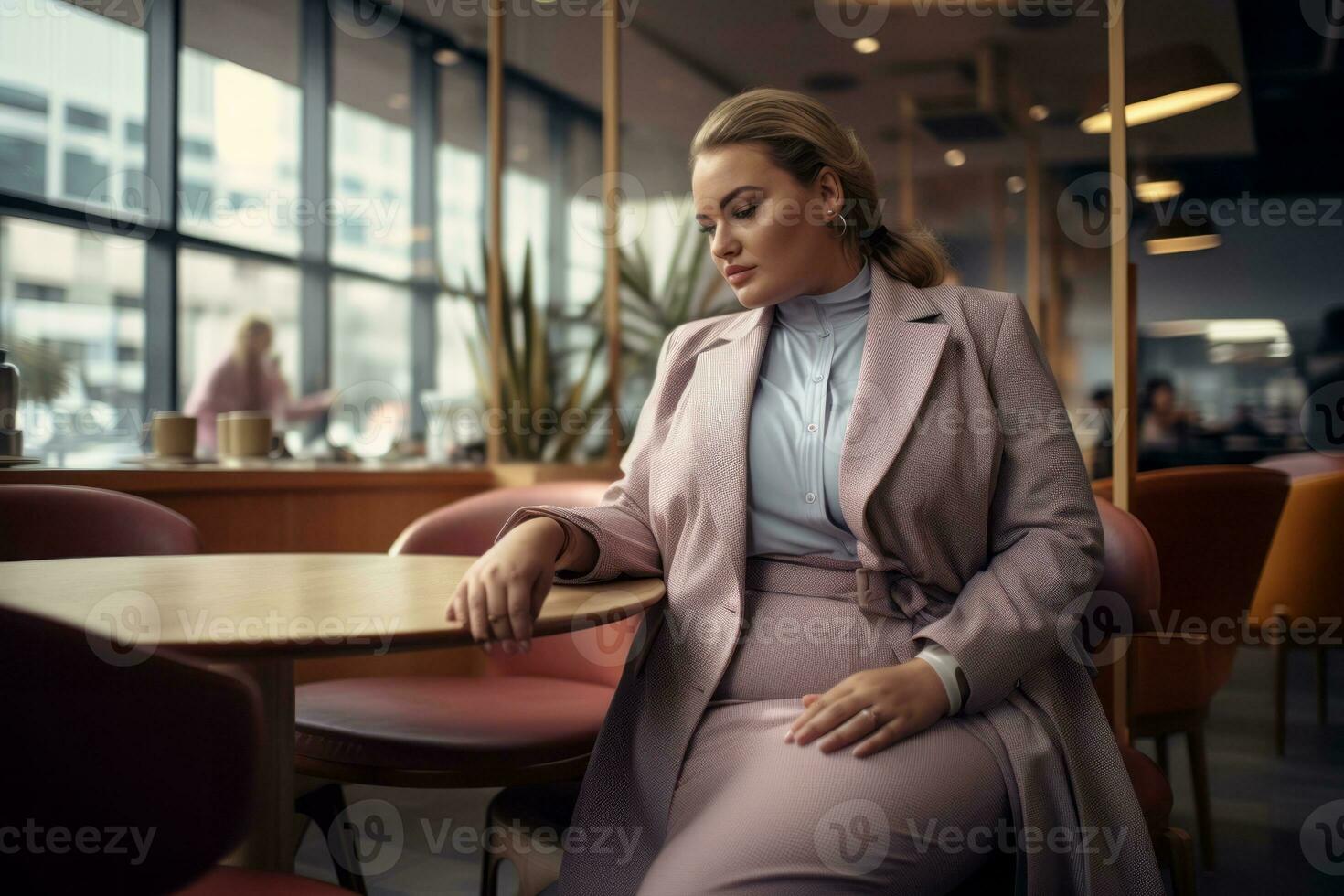 Stylish plus-size woman manager in a professional outfit AI Generative photo