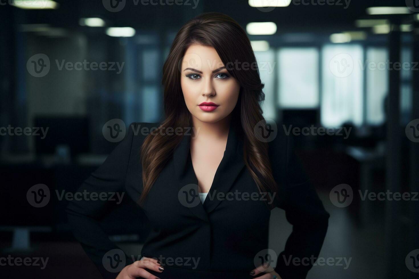 Stylish plus-size woman manager in a professional outfit AI Generative photo