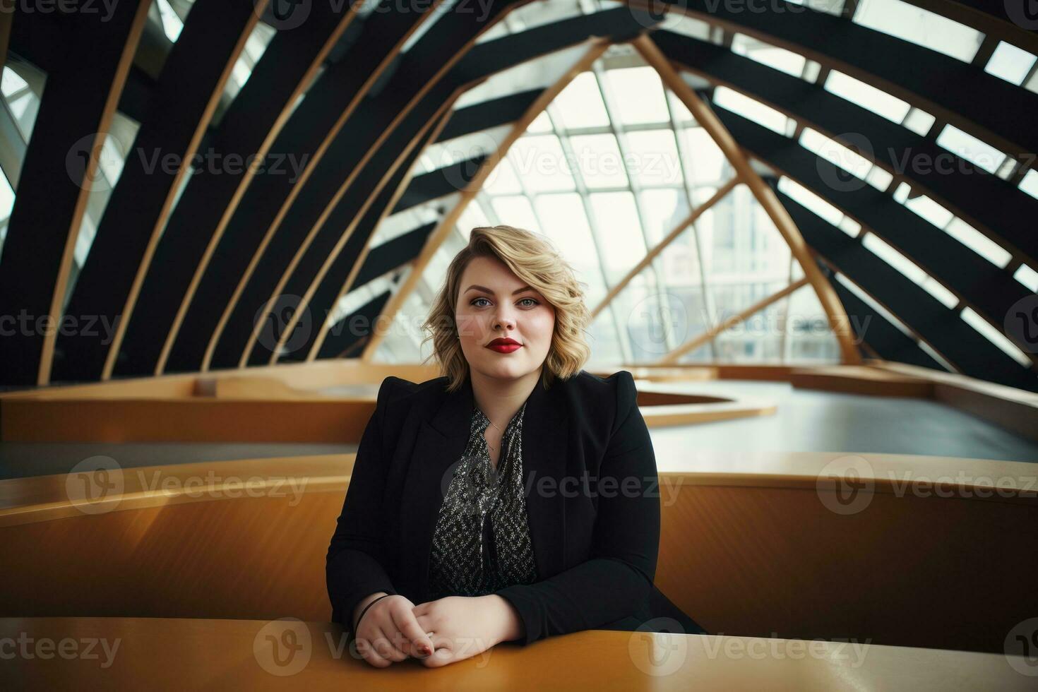 Stylish plus-size woman manager in a professional outfit AI Generative photo